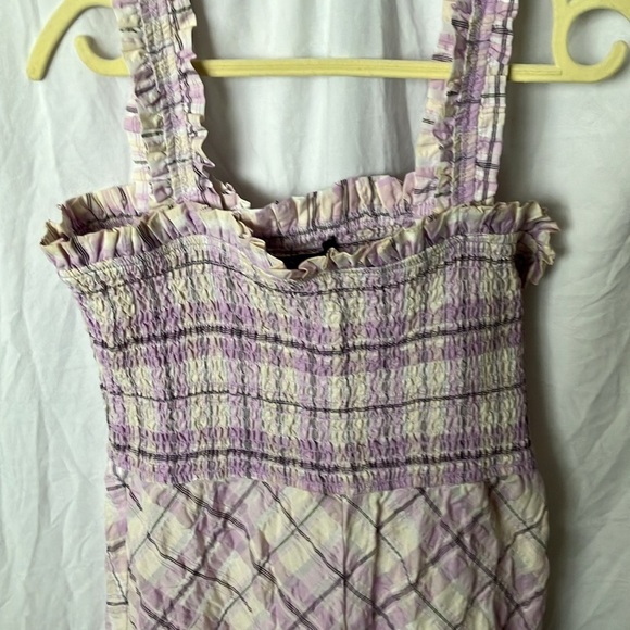 Boston Proper: Purple/White Plaid Maxi Sundress- Ruffles- M - Picture 3 of 16